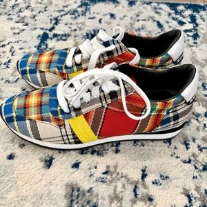 Burberry Amelia New Tartan Multicolor Check Sneakers EU 37 Plaid Lace Up